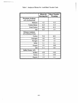 Table 1. Analysis of Illinois No. 6 and Black Thunder Coals Illinois