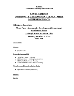 City of Hamilton COMMUNITY DEVELOPMENT DEPARTMENT