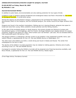 (Sidebar)Environmental protection sought for penguin, murrelet 01