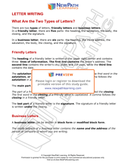 LETTER WRITING What Are the Two Types of Letters?