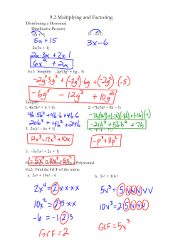 9.2 Multiplying and Factoring