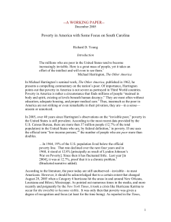 Poverty in America with some focus on South Carolina