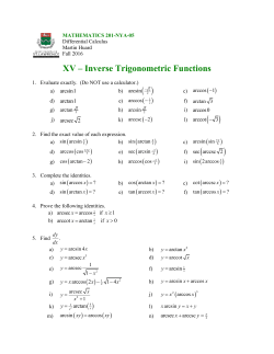 Inverse Trigonometric Functions