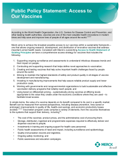 Public Policy Statement: Access to Our Vaccines