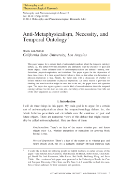 AntiMetaphysicalism, Necessity, and Temporal Ontology