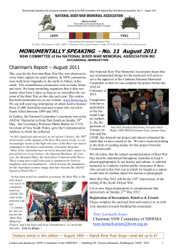 MONUMENTALLY SPEAKING - No. 11 August 2011