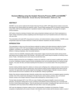 Decision-Making using the Analytic Hierarchy Process (AHP) and