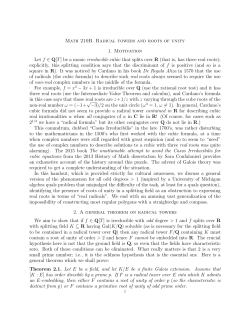 Math 210B. Radical towers and roots of unity 1