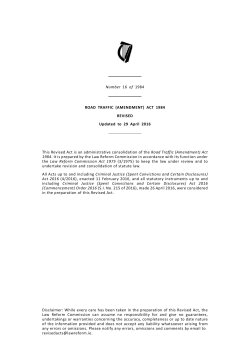 Number 16 of 1984 ROAD TRAFFIC (AMENDMENT) ACT 1984