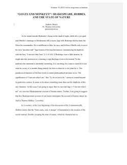 "Goats and monkeys!": Shakespeare, Hobbes, and the State of Nature