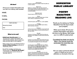HOPKINTON PUBLIC LIBRARY POETRY MARATHON READING LOG