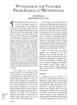 Pythagoras the Teacher: From Samos to Metapontum