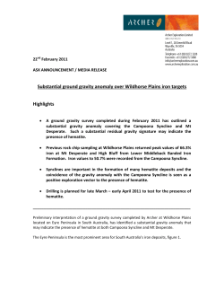 Substantial ground gravity anomaly over Wildhorse Plains iron