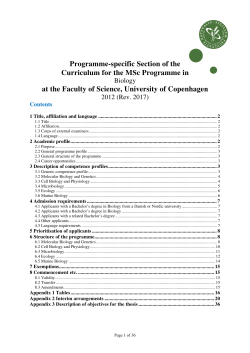 Curriculum for MSc in Biology