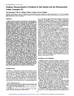 Nonlinear Pharmacokinetics of Paclitaxel in Mice