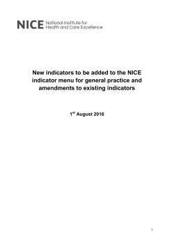 New and amended general practice indicators: August 2016