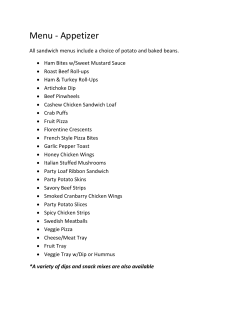 Appetizer Menu - Sugar `n Spice by Mary Weiss | Durand, WI