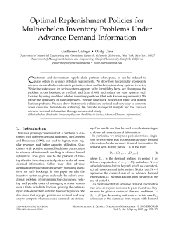 Optimal Replenishment Policies for Multiechelon Inventory