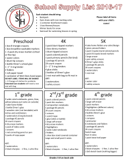 School Supply List - Sacred Heart Catholic School