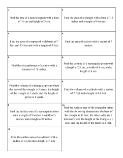 Find the area of a parallelogram with a base of 10 cm and height of