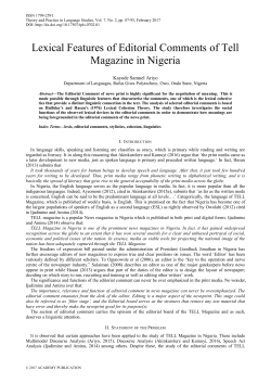 Lexical Features of Editorial Comments of Tell Magazine in Nigeria