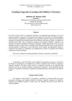 Teaching Cooperative Learning with Children`s Literature