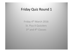 Friday Quiz Round 1