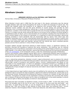 Abraham Lincoln - Natural Law, Natural Rights and American