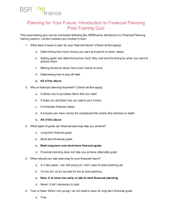 Introduction to Financial Planning Post-Training Quiz