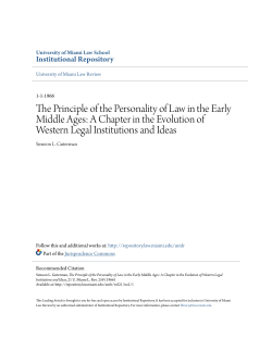 The Principle of the Personality of Law in the Early Middle Ages: A