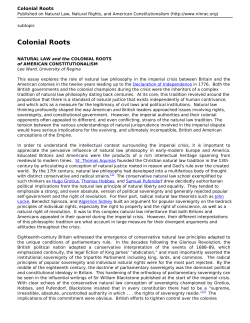Colonial Roots - Natural Law, Natural Rights and American