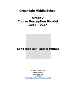 Greendale Middle School Grade 7 Course Description Booklet