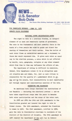 NEWS from - Robert J. Dole Archive and Special Collections