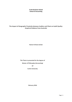 The Impact of Geographic Proximity between Auditor and Client on