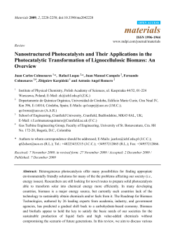 Nanostructured Photocatalysts and Their Applications in the