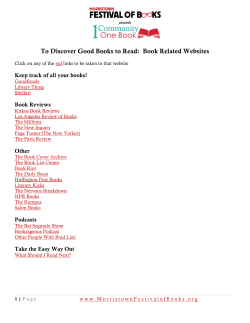 Book Related Websites - Morristown Festival of Books