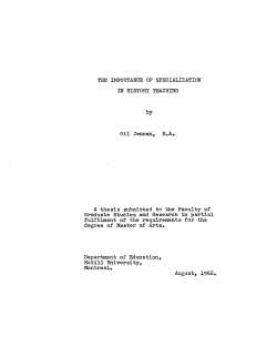 THE IMPORTANCE OF SPECIALIZATION IN