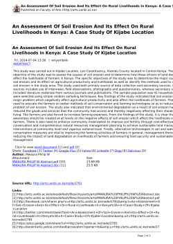 An Assessment Of Soil Erosion And Its Effect On