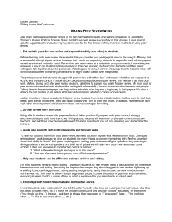 making peer review work - Introduction to Teaching with Technology