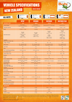 Britz New Zealand Vehicle Comparison Specification 2017​/2018