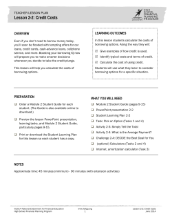 Lesson 2-2: Credit Costs - Monmouth academy`s personal learning