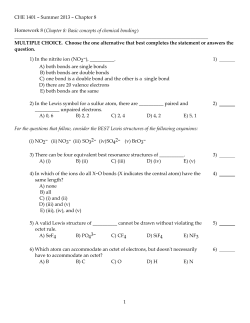 CHE 1401 - Summer 2013 - Chapter 8 Homework 8 (Chapter 8