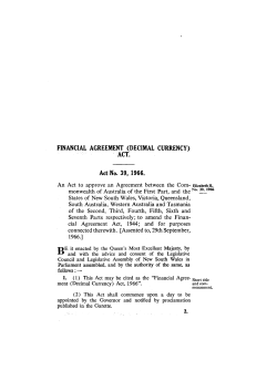 FINANCIAL AGREEMENT (DECIMAL CURRENCY) ACT. Act No. 39