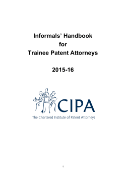 Informals` Handbook for Trainee Patent Attorneys 2015-16