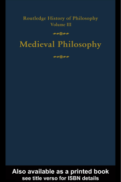 Routledge History of Philosophy Volume III : Medieval