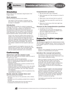 Orientation and Conferencing Plan Stage 3