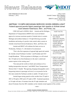 AMTRAK 110 MPH MICHIGAN SERVICE GIVEN GREEN LIGHT