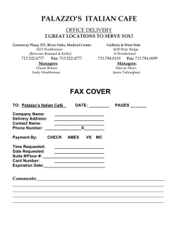 PALAZZO`S ITALIAN CAFE FAX COVER