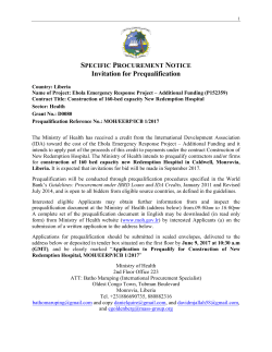 Invitation for Prequalification: Reference No.: MOH/EERP/ICB 1