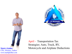 Auto, Truck, RV, Motorcycle and Airplane Deductions
